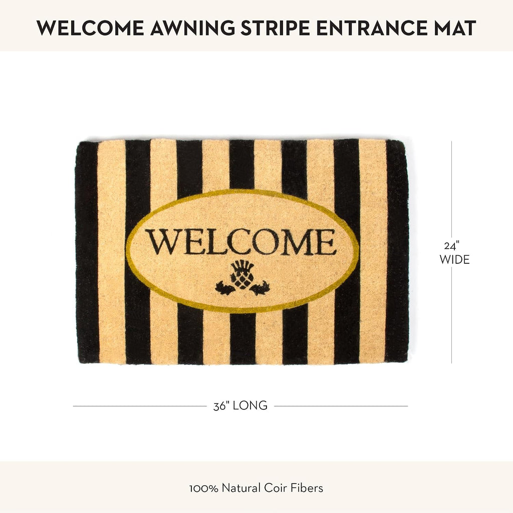 MACKENZIE-CHILDS Entrance Mat, Decorative Outdoor Front-Door Mat, Coir Doormat, Awning Stripe