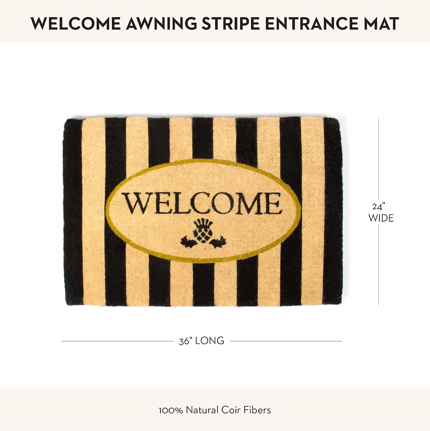 MACKENZIE-CHILDS Entrance Mat, Decorative Outdoor Front-Door Mat, Coir Doormat, Awning Stripe