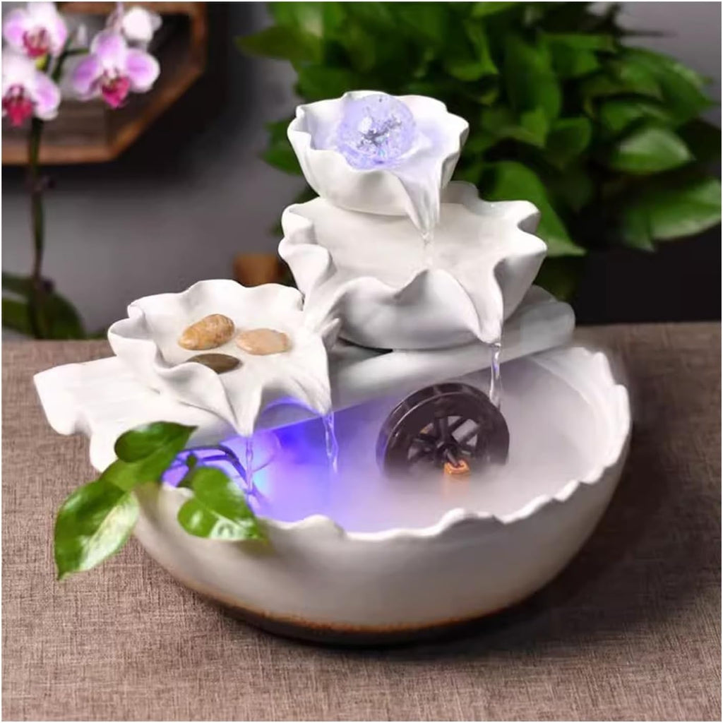 Tabletop Fountain Home Creative Wealth Attraction Decoration Desktop Crystal Beads Moisturizing Fountain Fish Tank Gift Ceramic Desktop Decoration Tabletop Water Fountain
