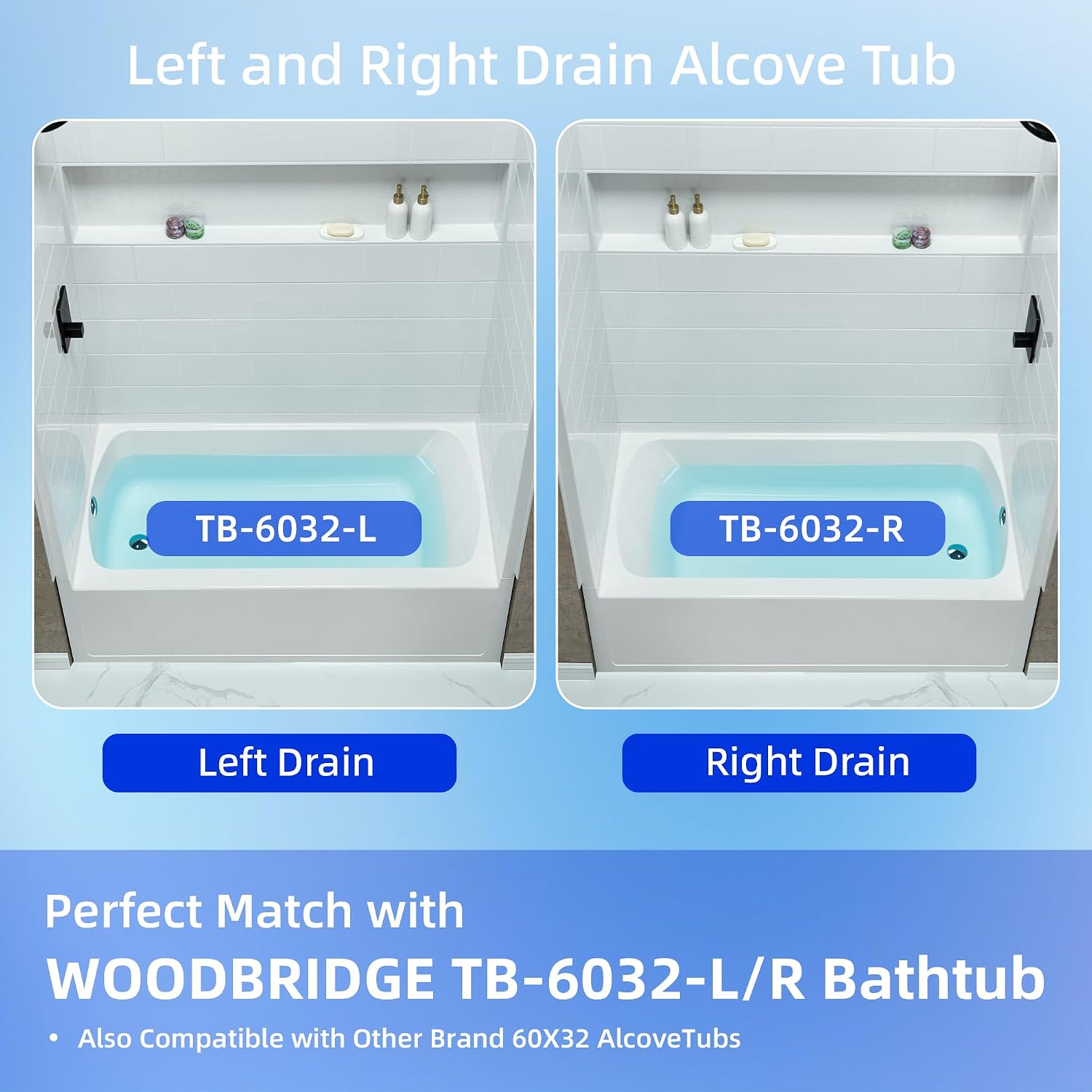 WOODBRIDGE 60' x 32' Four-Piece Direct-to-Stud Alcove Tub Surround Wall Panel Kit in White