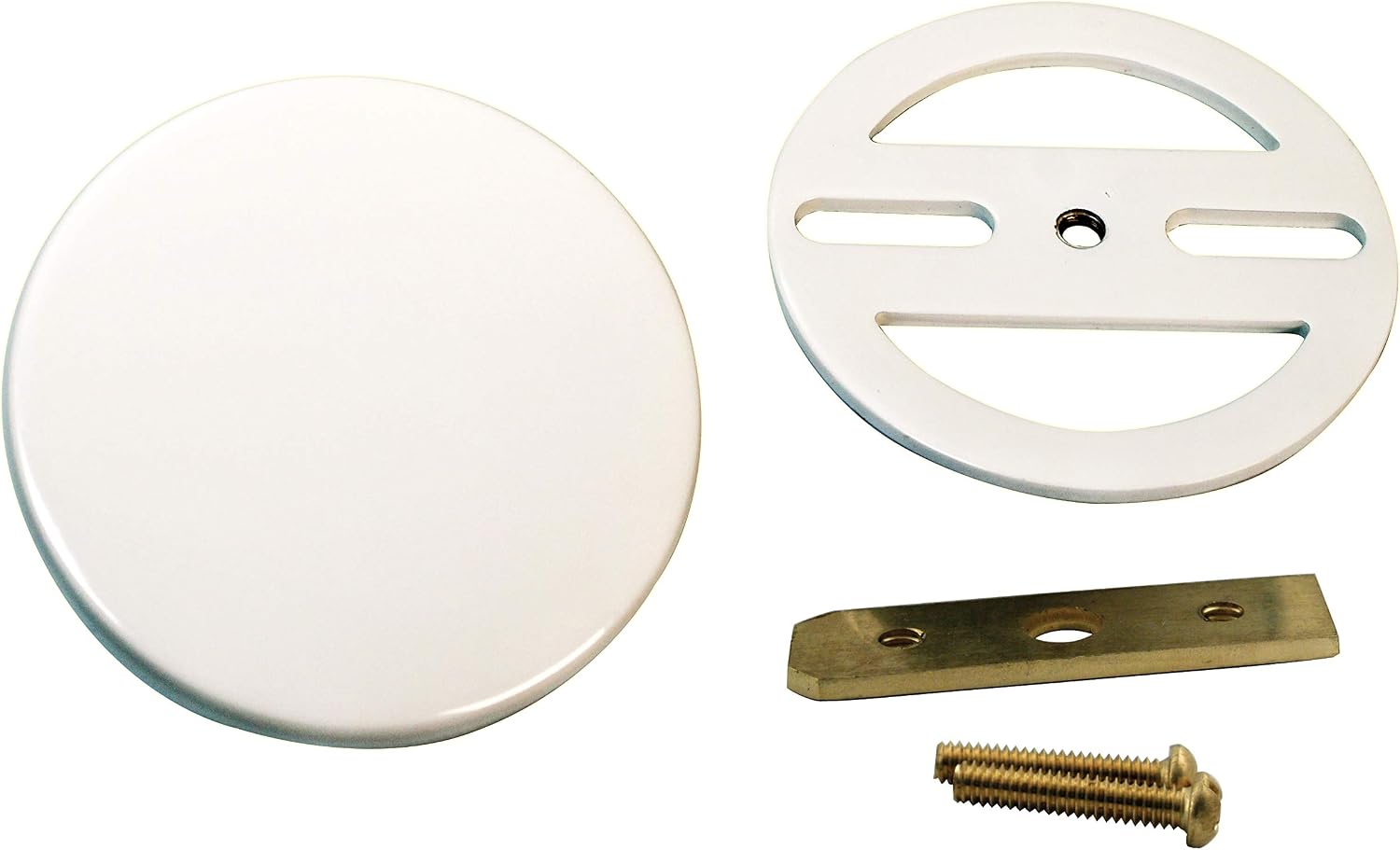 Westbrass D980LTBAA-50 1-1/2' NPSM Integrated Overflow Drain Trim Kit with Illusionary No-Hole Overflow and ABS Adapter, Brass, White