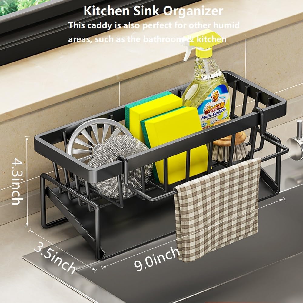 27 inch Kitchen Sink Drop in Stainless Steel Top Mount Sink with Brushed Finish, Single Bowl Workstation Sink with Basket Strainer and Kitchen Sink Caddy Organizer 26.8'D x 17.7'W x 8.3'H