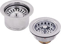 Westbrass CO2196S-26 Combo Pack 3-1/2' Post Style Large Basket Extra-Deep Collar Kitchen Sink Waste Disposal Flange with Strainer Stopper, Polished Chrome