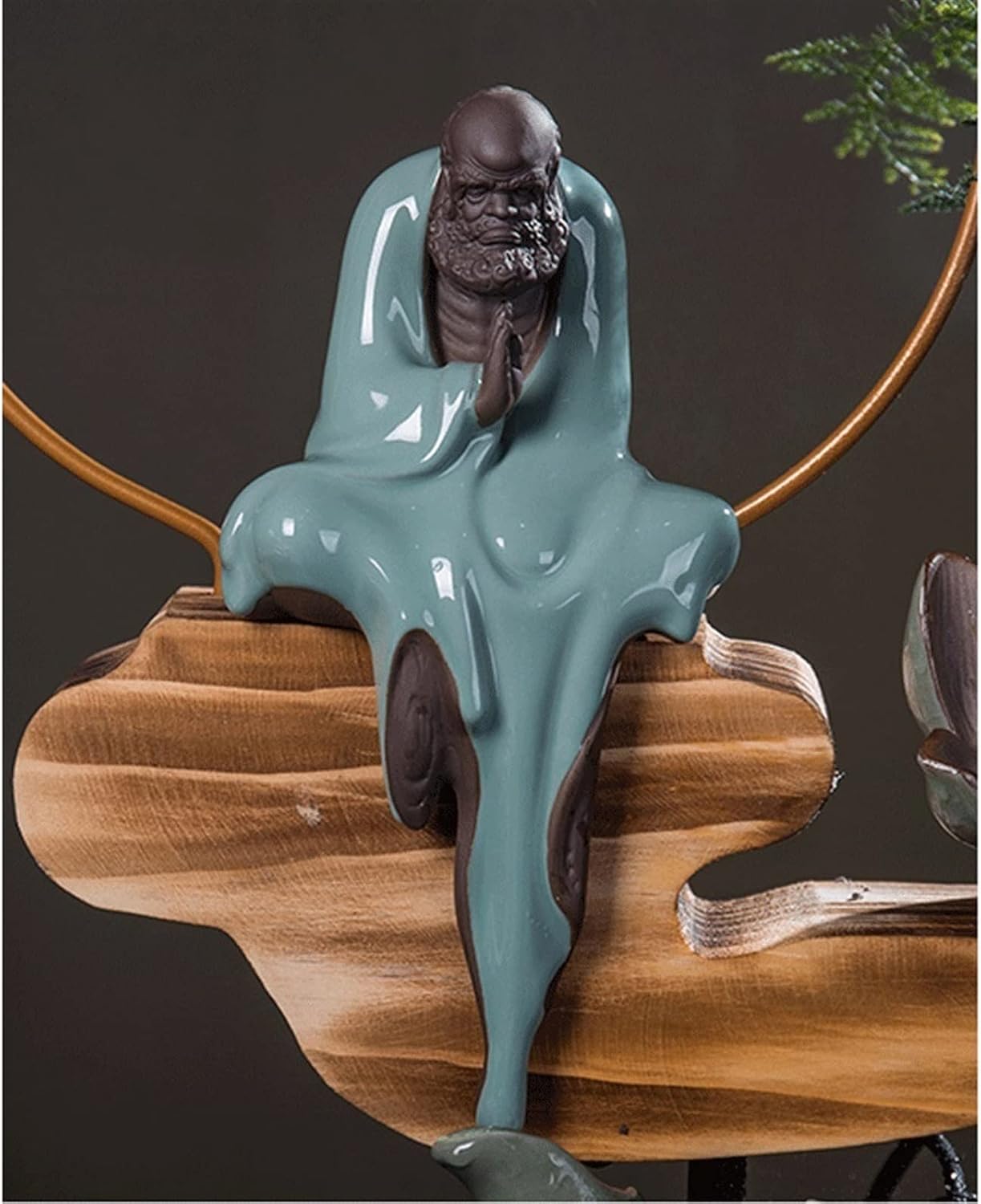 HIHELO Desktop Fountain Tabletop Fountain Chinese-Style Ceramic Zen Water Device Decoration Porch Living Room Office Desktop Fountain Decoration Water Fountain Outdoor