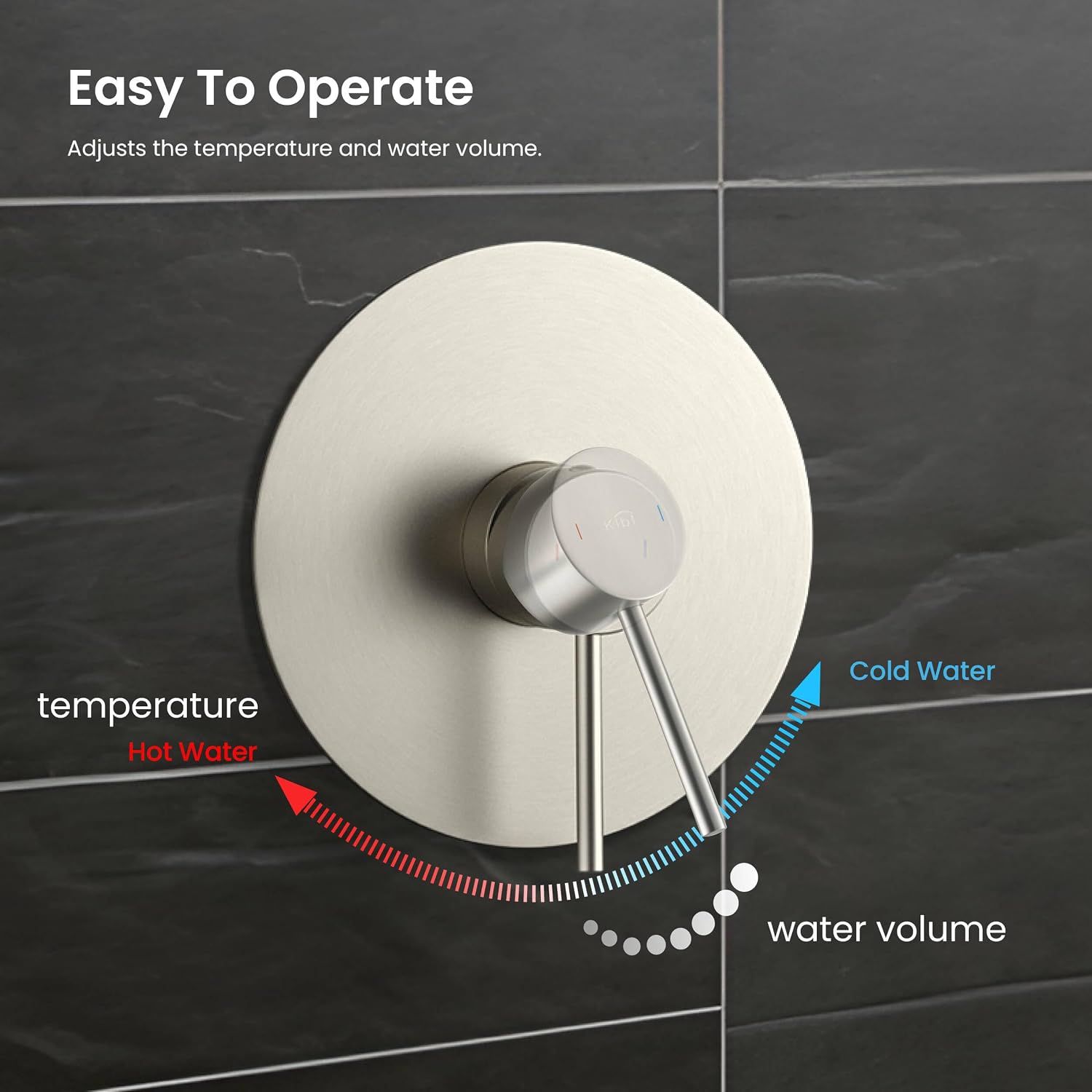 KIBI Circular Shower System for Bathroom | Wall Mounted Single Function Shower Faucet Set with Solid Brass Pressure-Balanced Valve for Consistent Water Flow | Brushed Nickel, KSF407