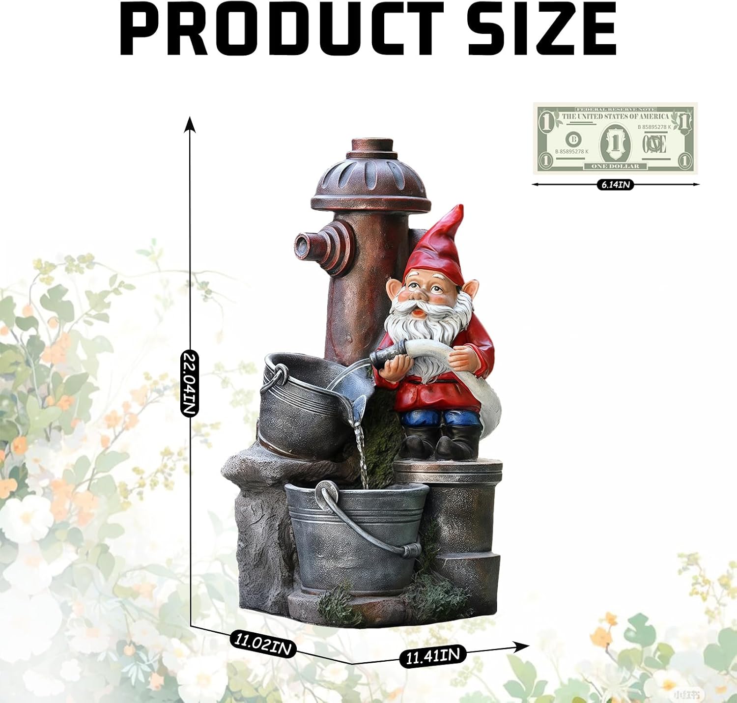Top Outdoor Water Fountain Outside, Garden Water Fountain Decor for Gardens, Landscaping, Patios, Lawns (C)