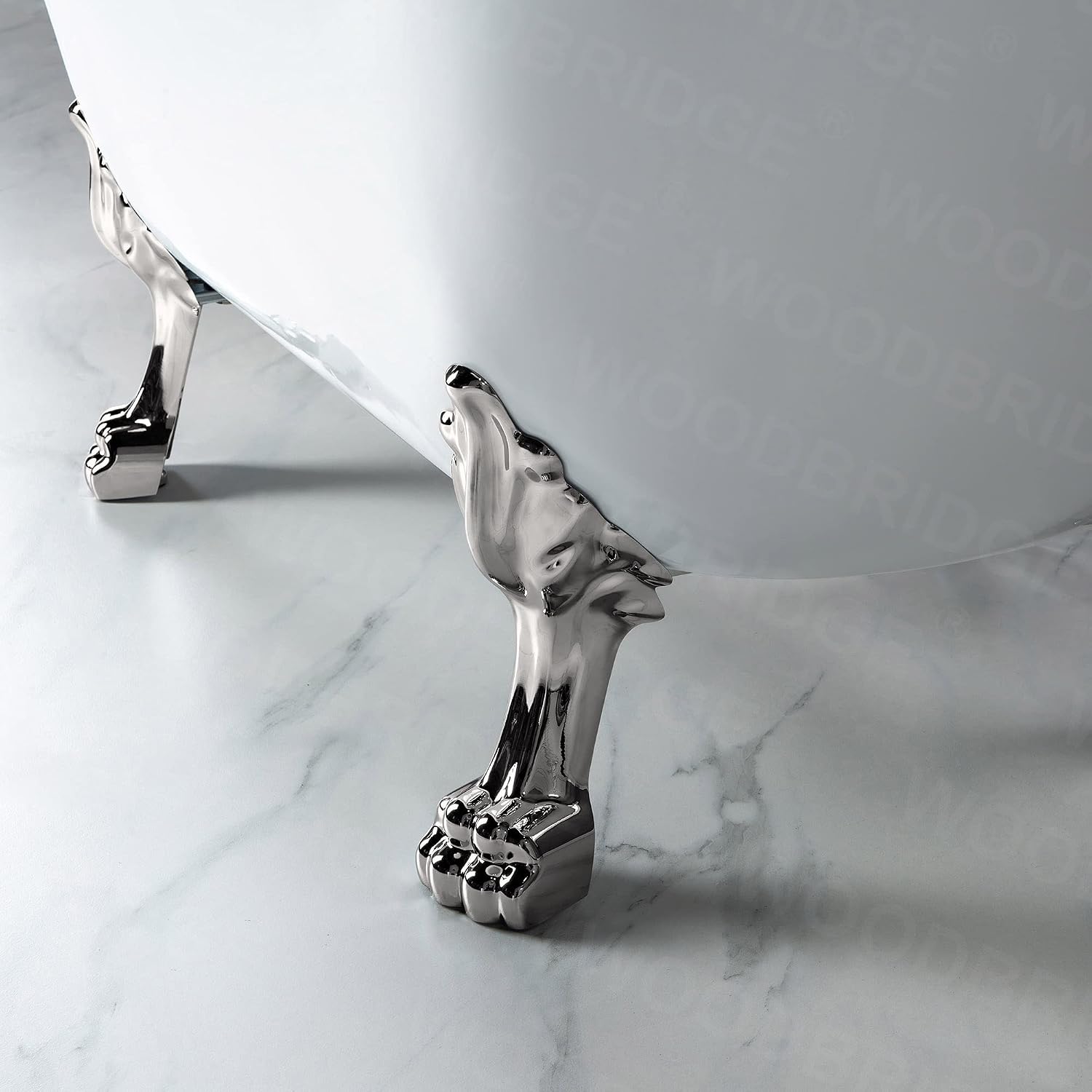 WOODBRIDGE 59' Heavy Duty Acrylic Double Slipper Clawfoot Bath Tub in Black Color with Brushed Nickel Feet + Brushed Nickel Drain &Overflow