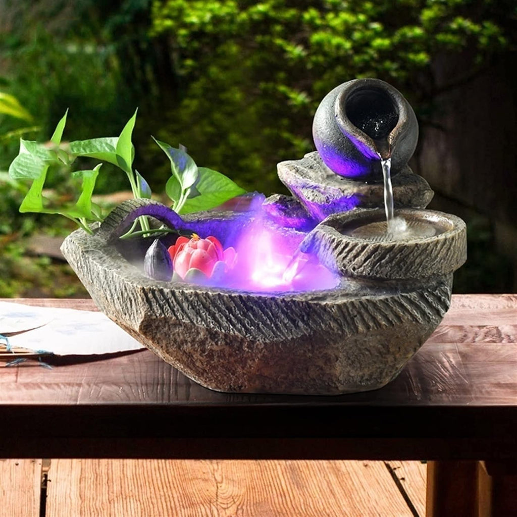 HIHELO Tabletop Fountain Tabletop Fountain Desktop Landscape Ornaments Landscaping Flowing Water Fountain Home Decorations Suitable for Bedroom Office Indoor Fountain
