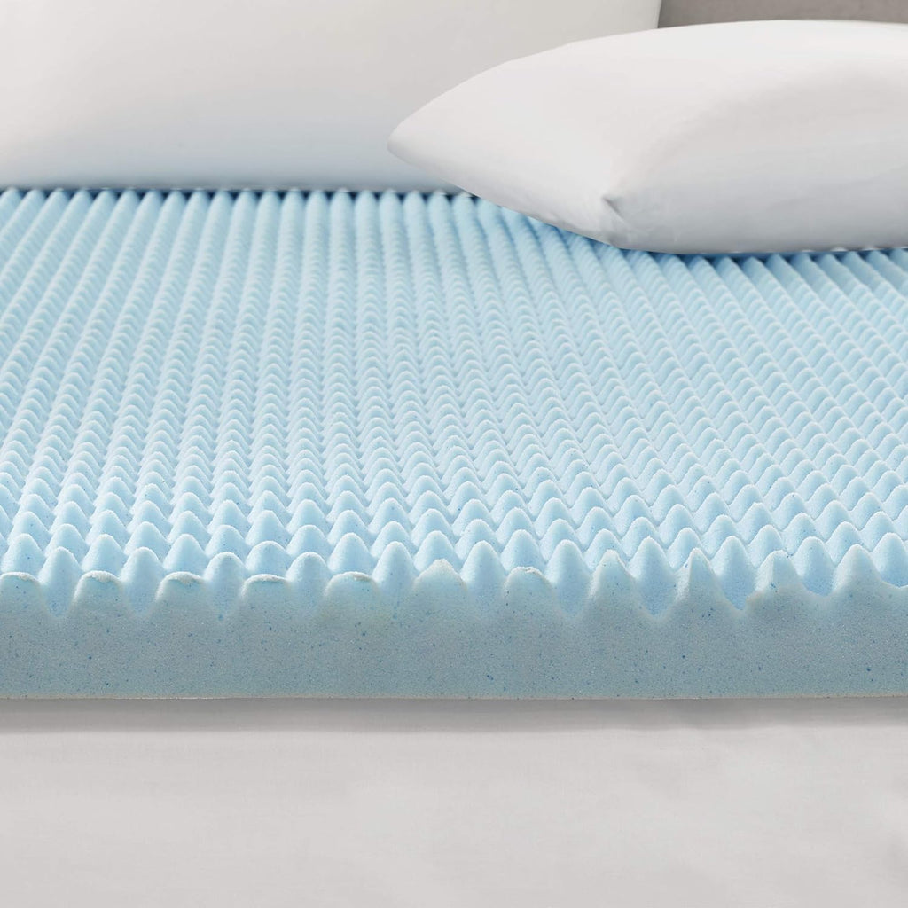 Sleep Philosophy Gel Infused Memory Foam Mattress Topper Luxurious, All Season Enhanced Bed Support, Cal King, 3' Thick, Without Cover Blue