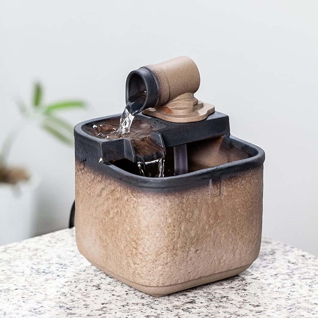 HIHELO Desktop Fountain Indoor Tabletop Fountain Small Desktop Fountain Desk Fountain Suitable for Home Office Bedroom Desk Decoration Water Fountain Outdoor (Color : B)