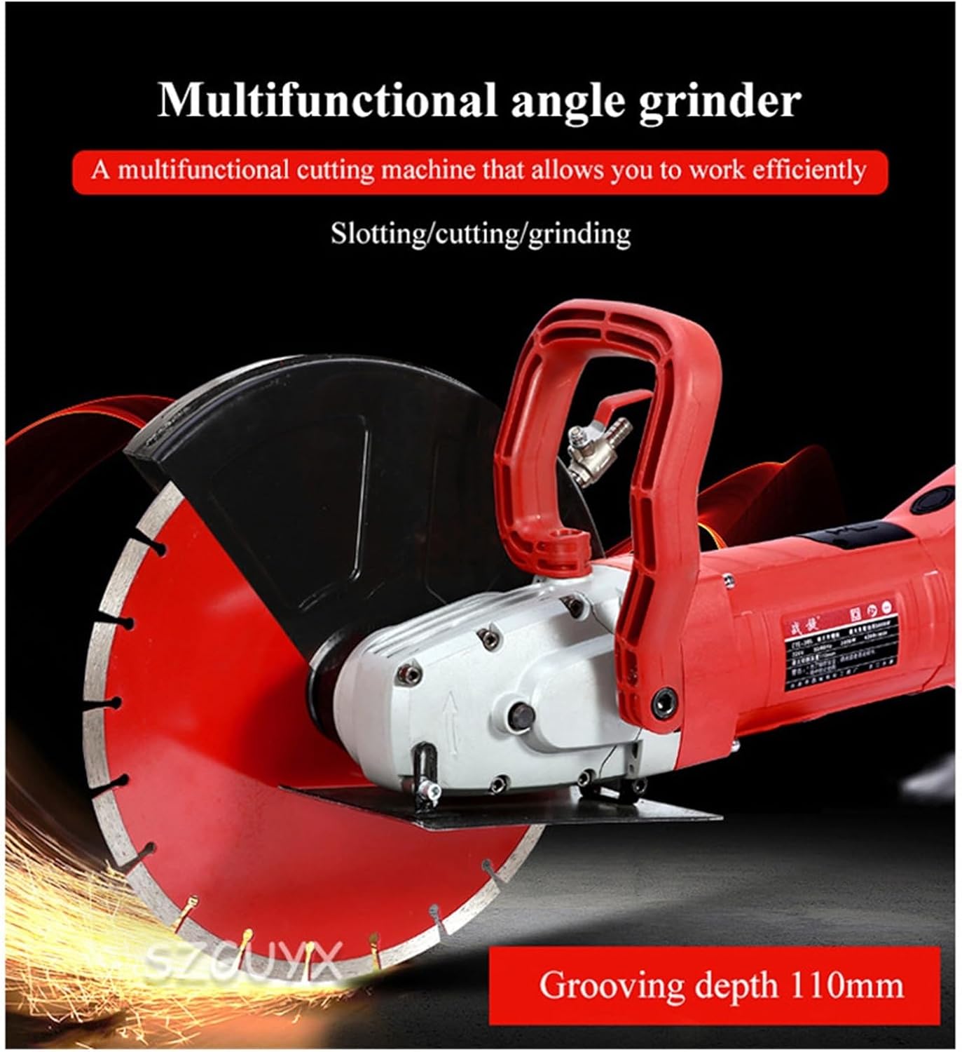 Electric Slotting Machine High Power Stone Cutting Machine Multifunctional Reinforced Concrete Cutting Machine,DIY Tools(Gold wood stone)
