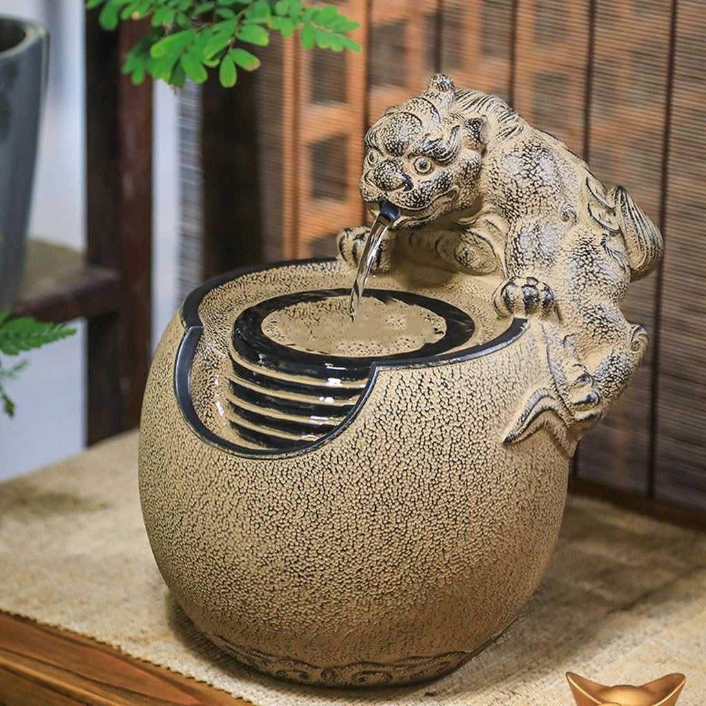 GUERNSEY Tabletop Fountain Desktop Water Fountain Chinese Ornaments Living Room Study Desk Desktop Decoration Small Fountain Indoor Fountain