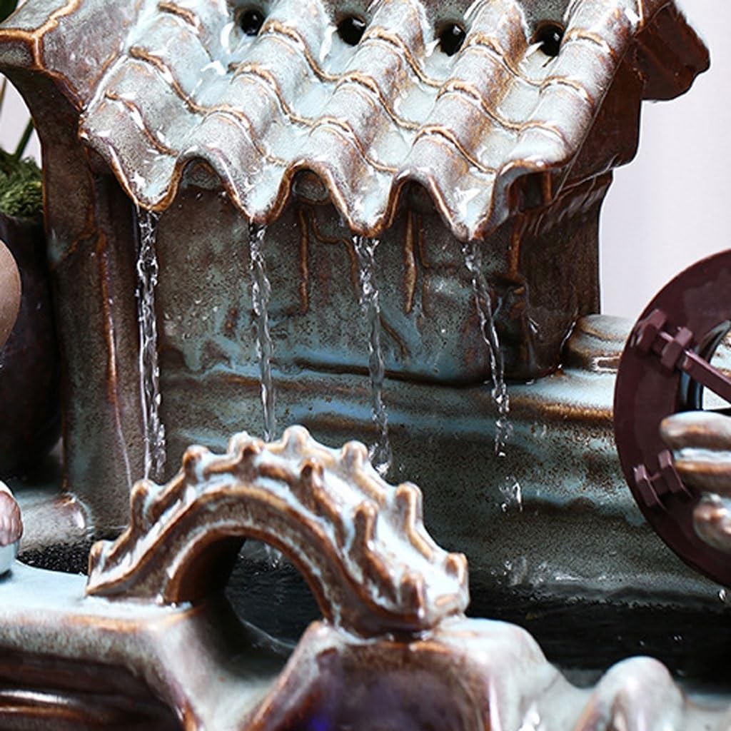GUERNSEY Tabletop Fountain Tabletop Fountains Chinese Style Ceramic Water Ornaments Home Living Room Desktop Fountain Study Desktop Xunhua Water Fountain Indoor Fountain
