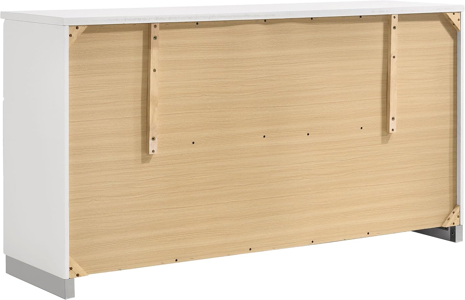 Coaster Home Furnishings Felicity Contemporary 4-Piece Bedroom Set Queen Size Panel Bed Frame 51-inch Headboard White High Gloss 203501Q-S4