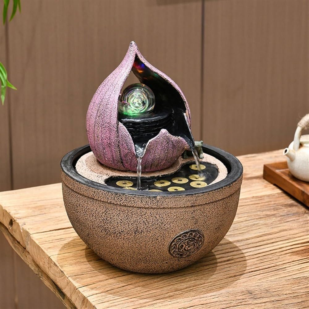 GLigeT Tabletop Fountain Home Living Room Circulating Water Business Gifts Streaming Water Ornaments Attract Wealth Simple Feng Shui Ball Desktop Fountain Water Fountain Decor