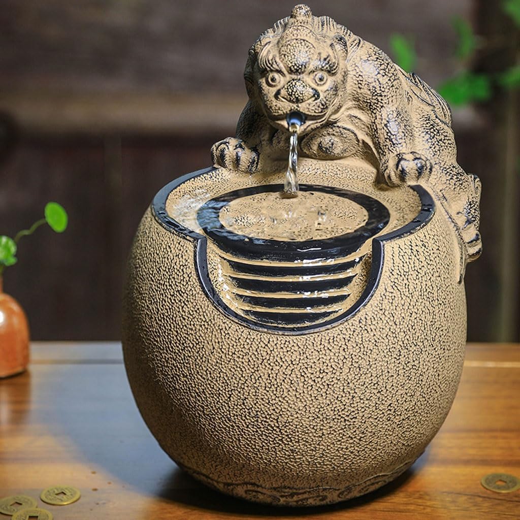 GUERNSEY Tabletop Fountain Desktop Water Fountain Chinese Ornaments Living Room Study Desk Desktop Decoration Small Fountain Indoor Fountain