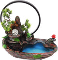 Walfront Waterfall Fountain Decoration, Waterfall Fountain, Waterfall Fountain LED Light Indoor Tabletop Fountain with Plants Mountain Lamp Loop Resin Desktop Waterfall Ornament for