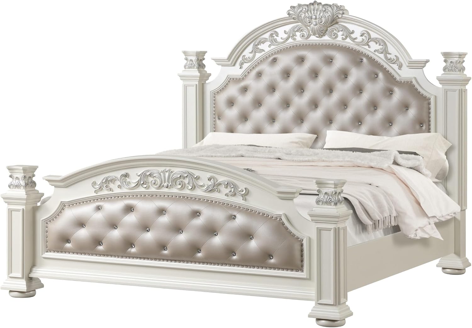 First of a Kind Platinum White Queen 5 Piece Bedroom Set