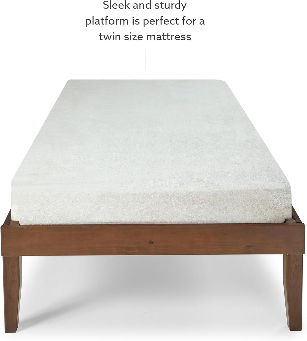 Powell Fordham Walnut Solid Pine Wood Twin Sized Platform Bed and Two Drawer Nightstand