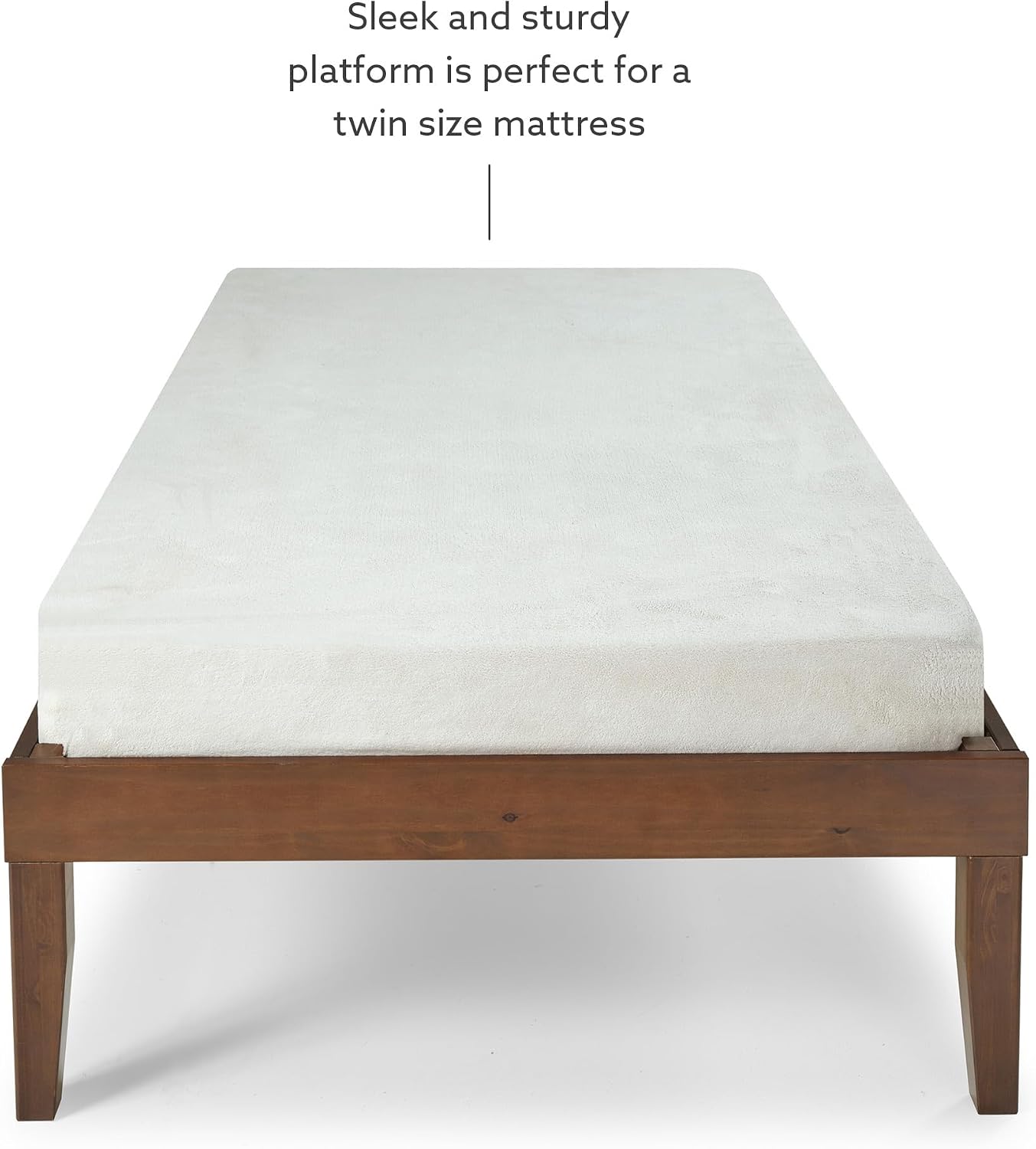 Powell Fordham Walnut Solid Pine Wood Twin Sized Platform Bed and Two Drawer Nightstand