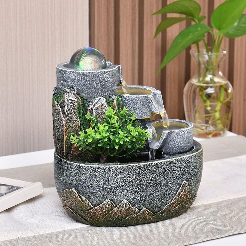 GUERNSEY Tabletop Fountain Water Wheel Water Fountain Decorative Ornaments Desktop Living Room Circulating Water Study Desktop Fountain Indoor Fountain