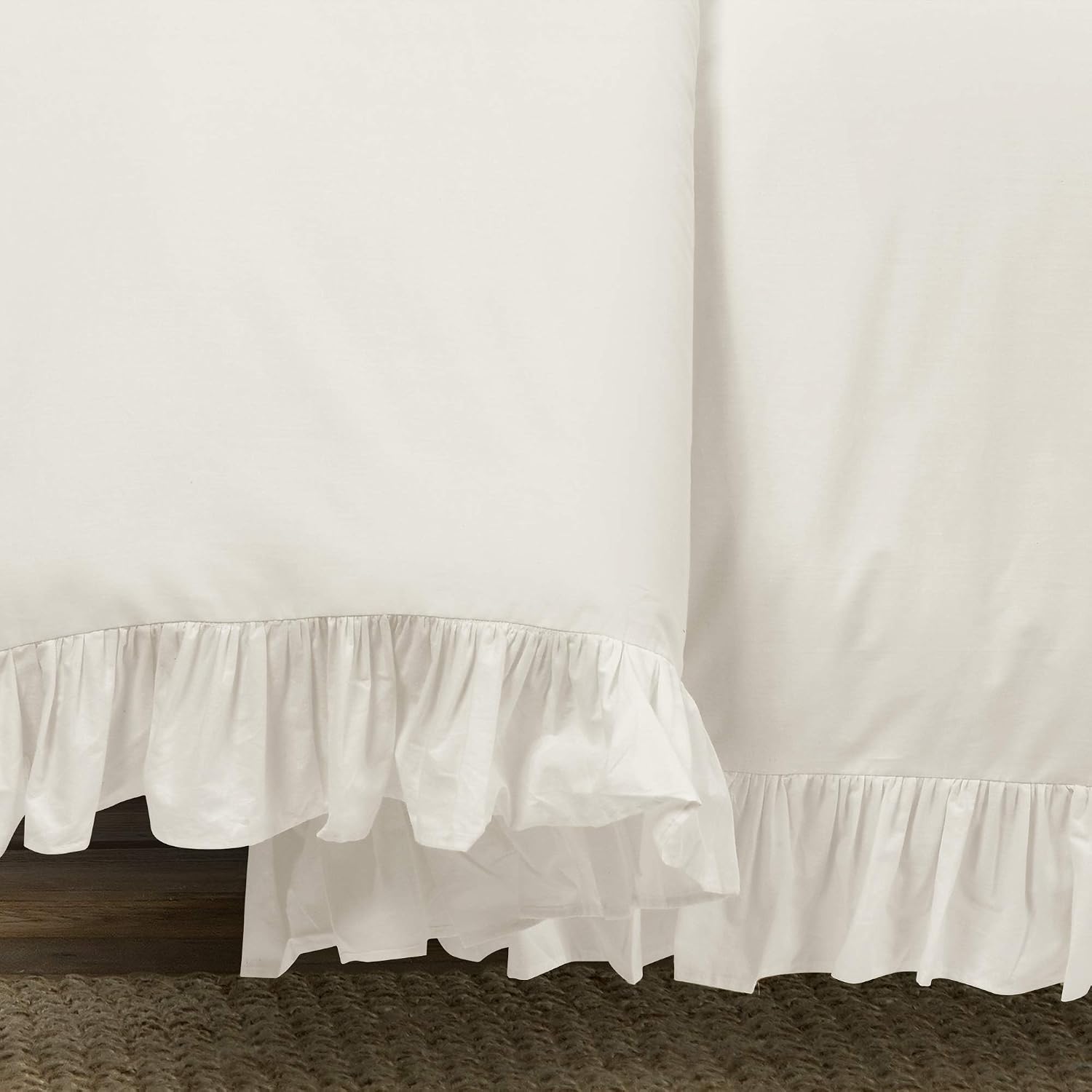 Lush Decor Reyna Ruffle Cotton Duvet Cover Set 3 Piece Set California King, White - King Size Bedding Set - White Duvet King - Ruffled Bedding - Coquette Decor