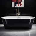59' Free Standing Tub, Acrylic Soaking Bathtub, Stand Alone Freestanding Tub with Matte Sliver Drain and Overflow, Contemporary Bathtub for Bathroom, Black