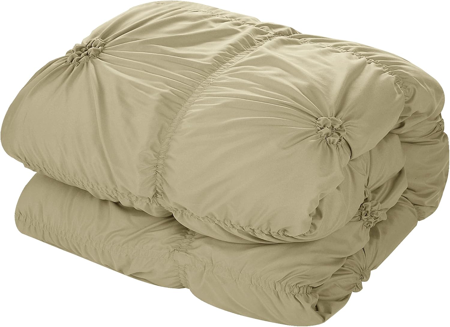 Chic Home Taupe Bed in a Bag Comforter Set, King Size (6 Piece), Halpert - Pintuck Pinch Pleat Microfiber Bedding - Shams, Bed Skirt, Flat & Fitted Sheet, Pillowcases, Breakfast & Decorative Pillow