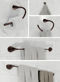 Hollywood Bathroom Accessory Complete Set (Oil Rubbed Bronze), Robe Hook, Toilet Paper Holder, Towel Ring, Towel Bar (18 and 24 Inch) Wall Mount Hanger for Kitchen Accessories
