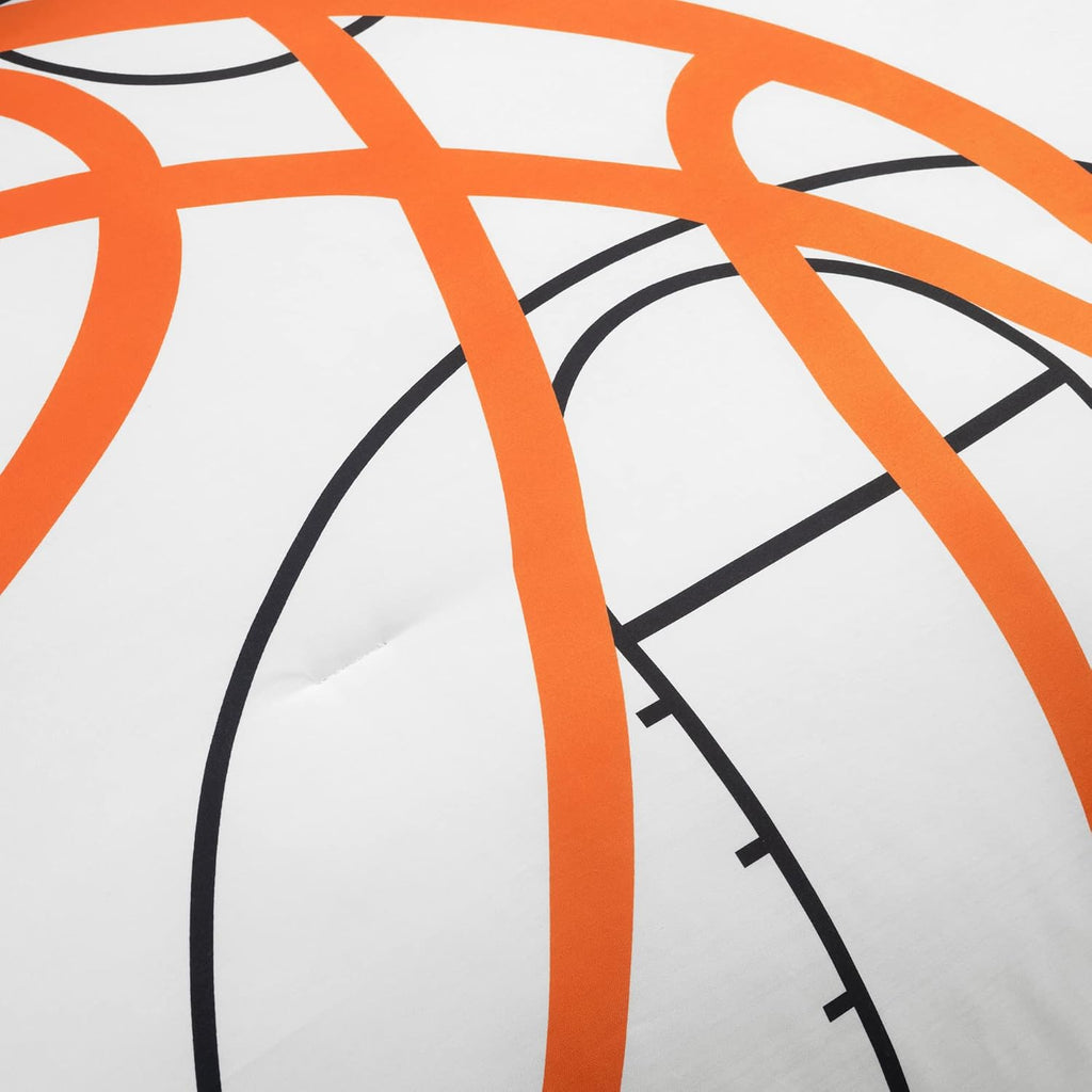 Lush Decor Basketball Game Reversible Comforter Twin Size 4 Piece Set, White & Navy - Kids Comforter Set - Basketball Comforters - Sports Decor