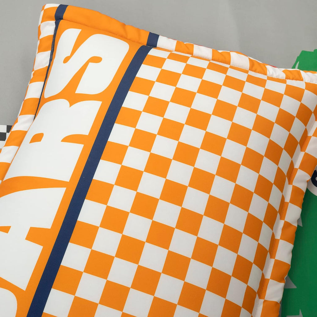Lush Decor Racing Cars Reversible Comforter Queen Size 5 Piece Set Full/Queen Gray & Orange - Kids Bedding Set Queen Comforter - Car Decor
