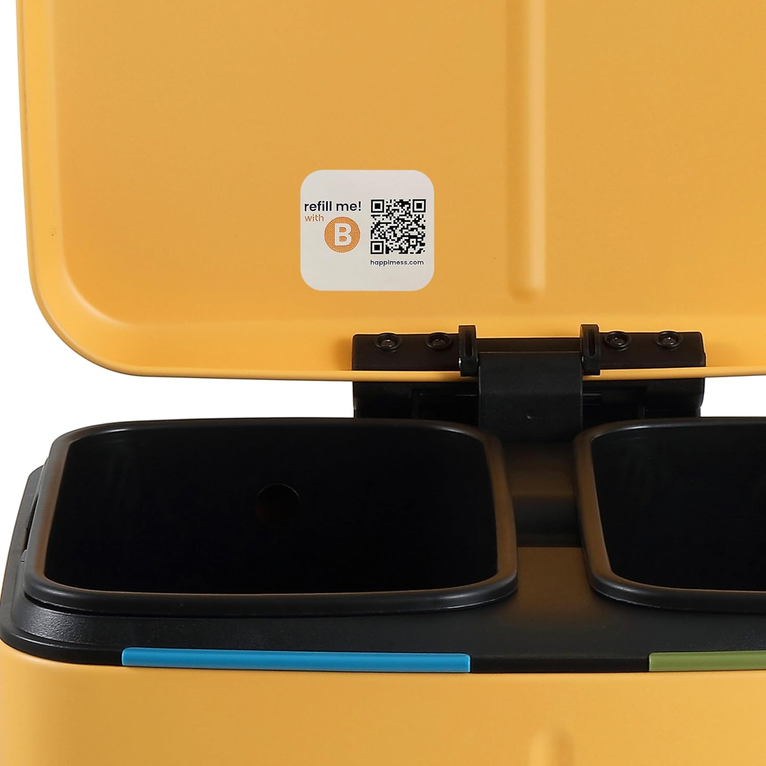happimess HPM1005L Marco Rectangular 10.6-Gallon Double Bucket Trash Can with Soft-Close Lid, Daffodil Yellow, Fingerprint Resistant, Modern, Minimalistic for Home, Kitchen, Office, Bedroom, Bathroom