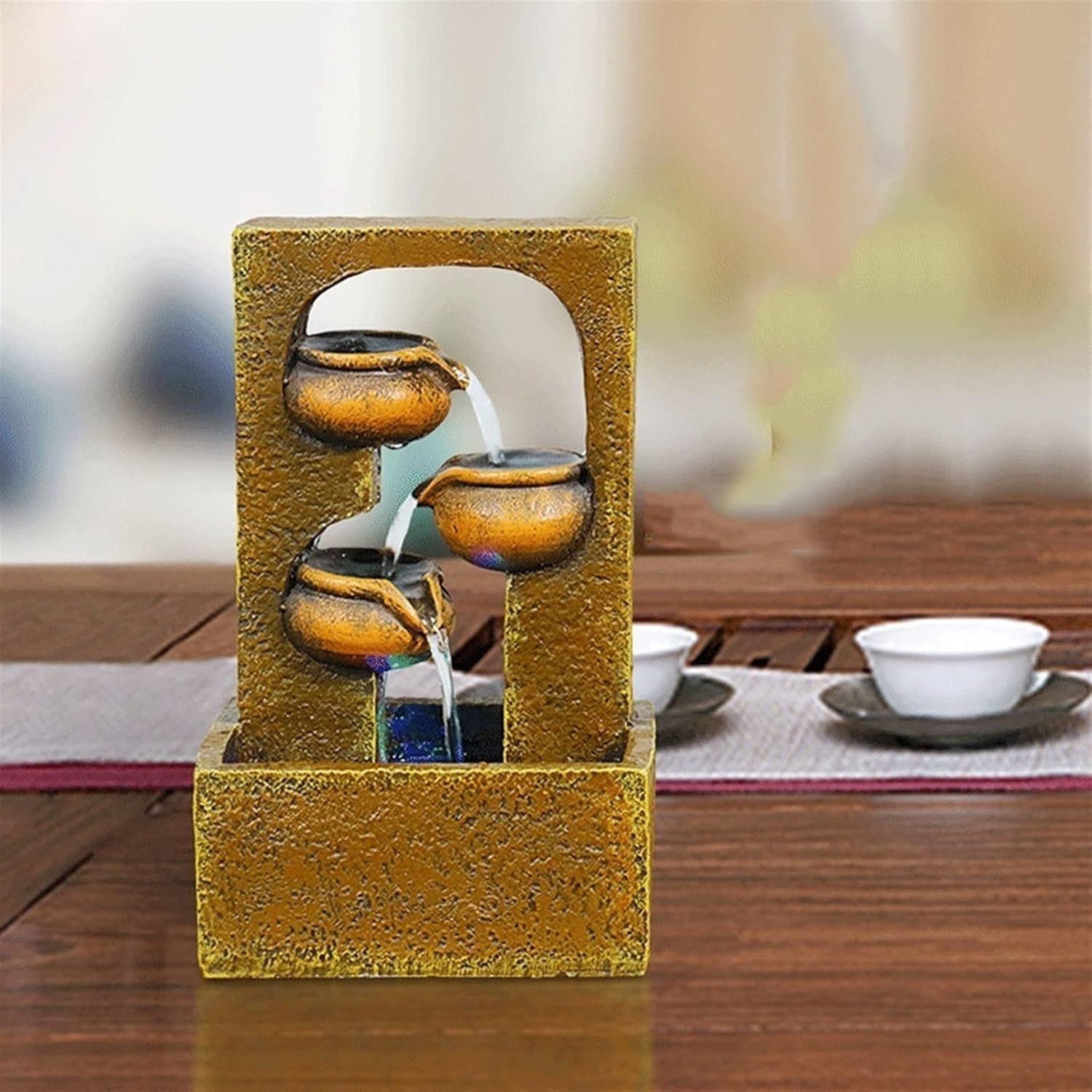 HIHELO Tabletop Fountain Water Fountain Decoration Chinese Style Home Living Room Dining Tabletop Fountain TV Cabinet Desk Decoration Indoor Fountain