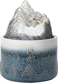 Tabletop Water Fountain, Crystal Ball with LED Lights, Ceramic Zen Desktop, Relaxation Decor for Home Office Living Room(Blue White)