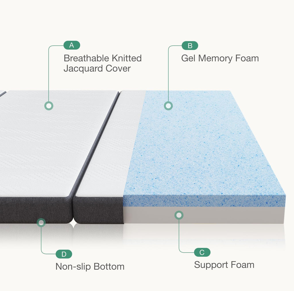 Novilla Folding Mattress Queen Size,4 inch Memory Foam Tri Fold