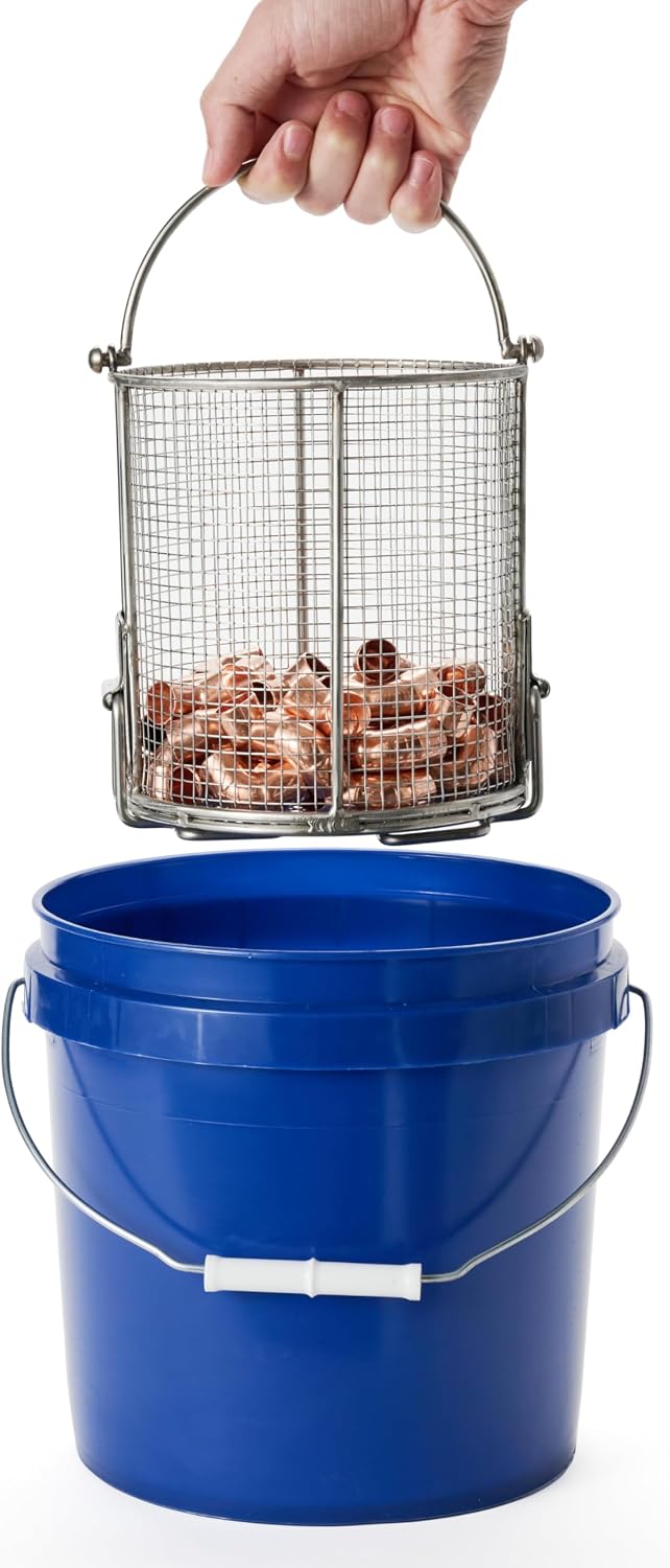 Dip N' Drain – Stainless Steel Part Cleaning Strainer Basket for 2-Gallon Buckets (Bucket Included) | 1/4″ Mesh, Swing Handle, Perfect for Mechanics, Auto Parts, Garage, Shop & Home Workshop Cleaning