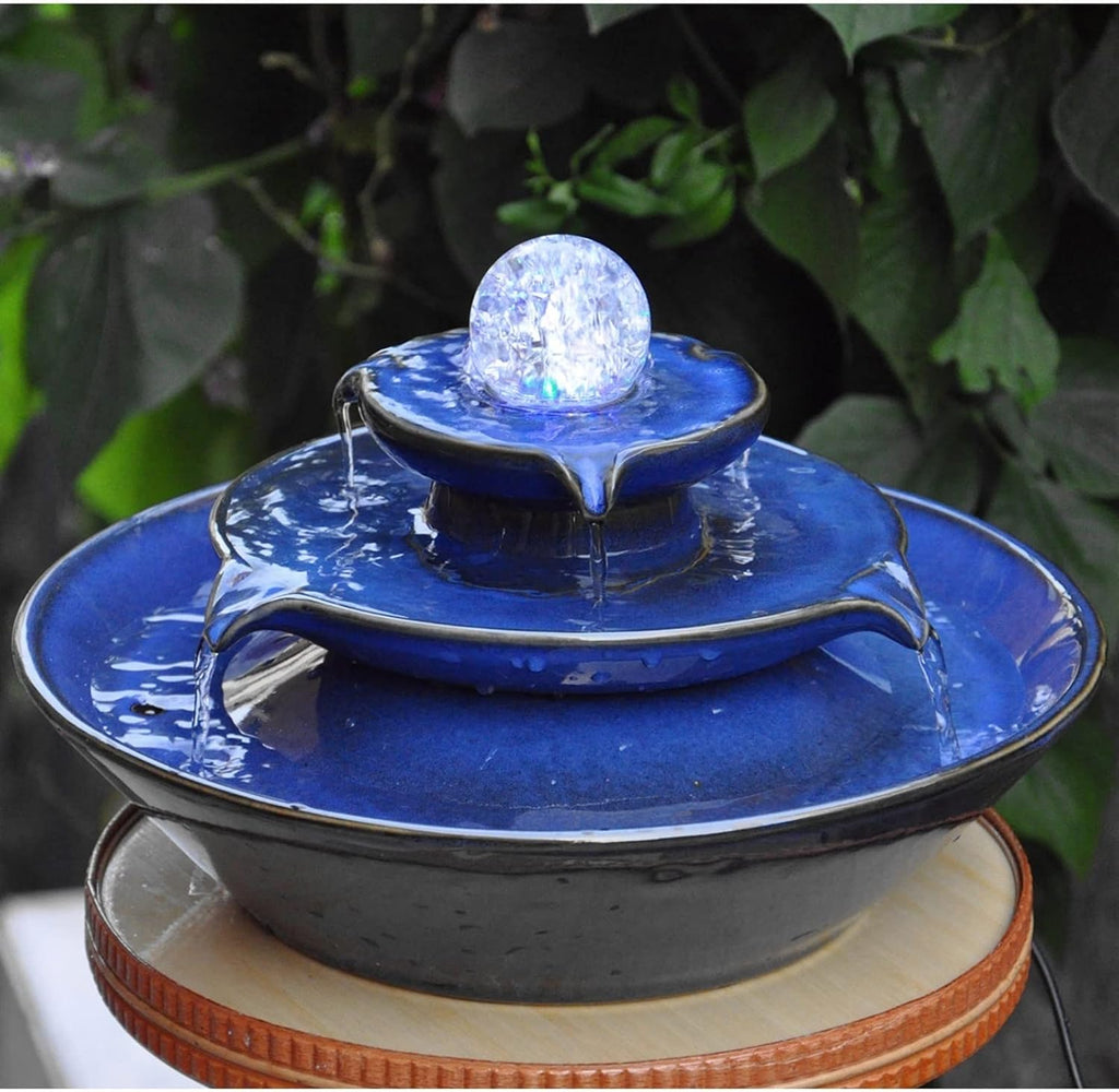 HIHELO Tabletop Fountain Creative Fountain Flowing Water Desktop Decoration Living Room Ceramics Home Office Feng Shui Wheel Ball Decorations Indoor Fountain (Color : 1)