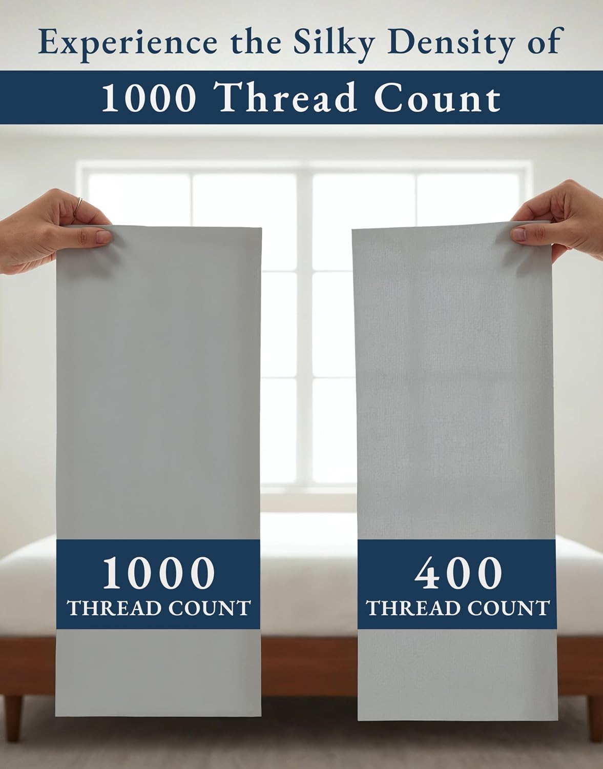 100% Egyptian Cotton Sheets Queen Size Set – 1000 Thread Count Silky Sateen Weave Sheets, 15' Secure Fit Deep Pocket Queen Sheet Set, Naturally Breathable, Hotel-Quality Luxury You Can Feel - Silver