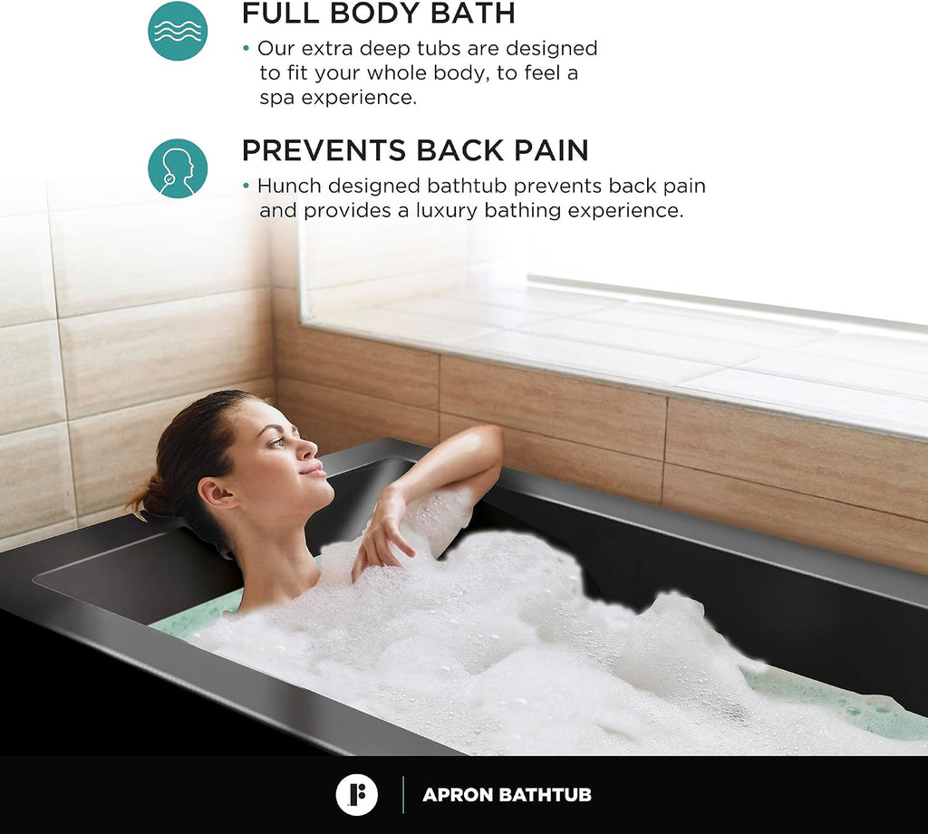 Fine Fixtures Acrylic, Fiberglass Alcove Soaking Bathtub with Integral Apron Front - Drain Included (48' x 32', Left Hand, Black)
