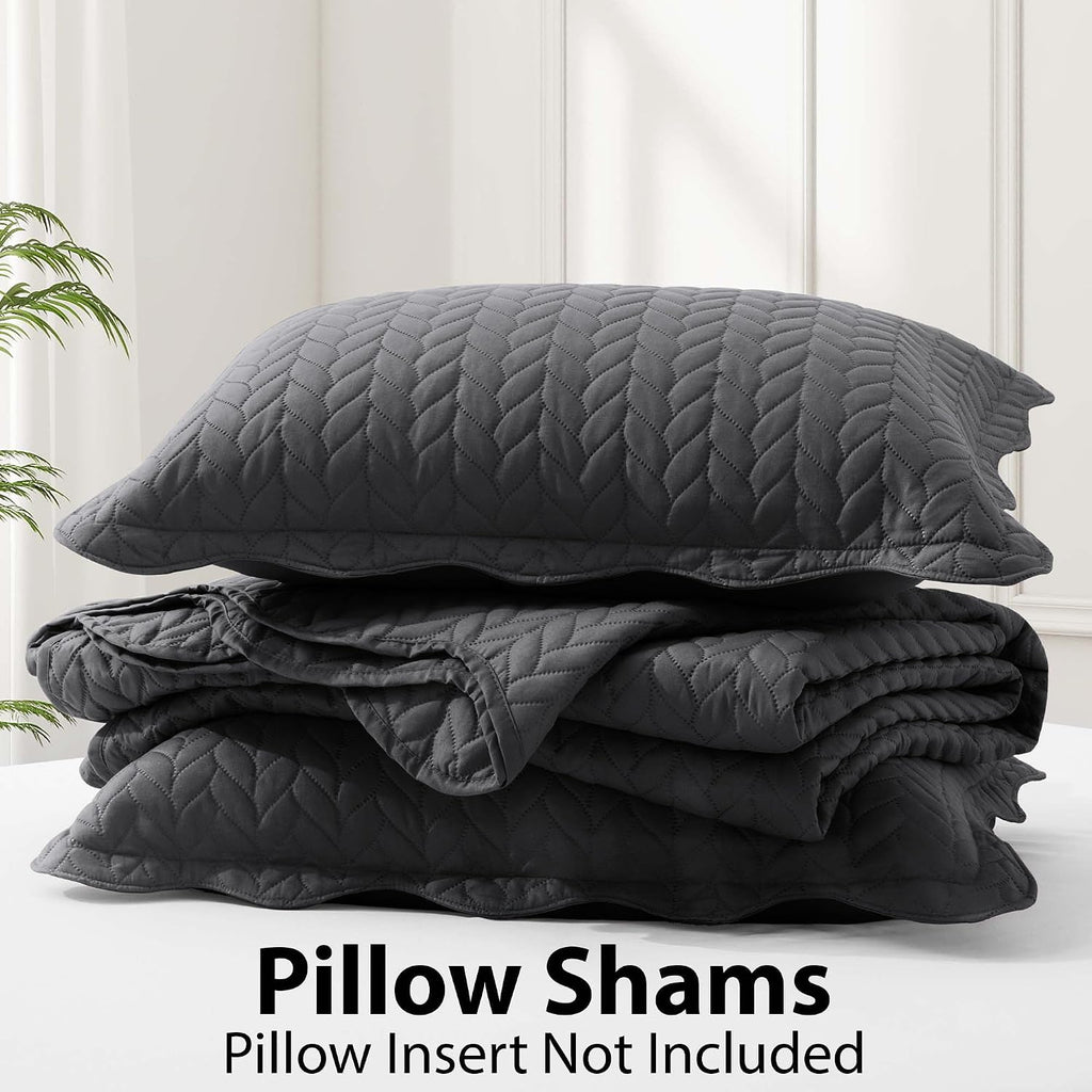 IR Imperial Rooms Queen Quilt Bedding Set (90' x 96') - Bulk Pack of 10 Wholesale for Hotels, Guest Bedroom & Airbnbs - Lightweight Microfiber Reversible Embossed Quilts Bedspreads (Charcoal)