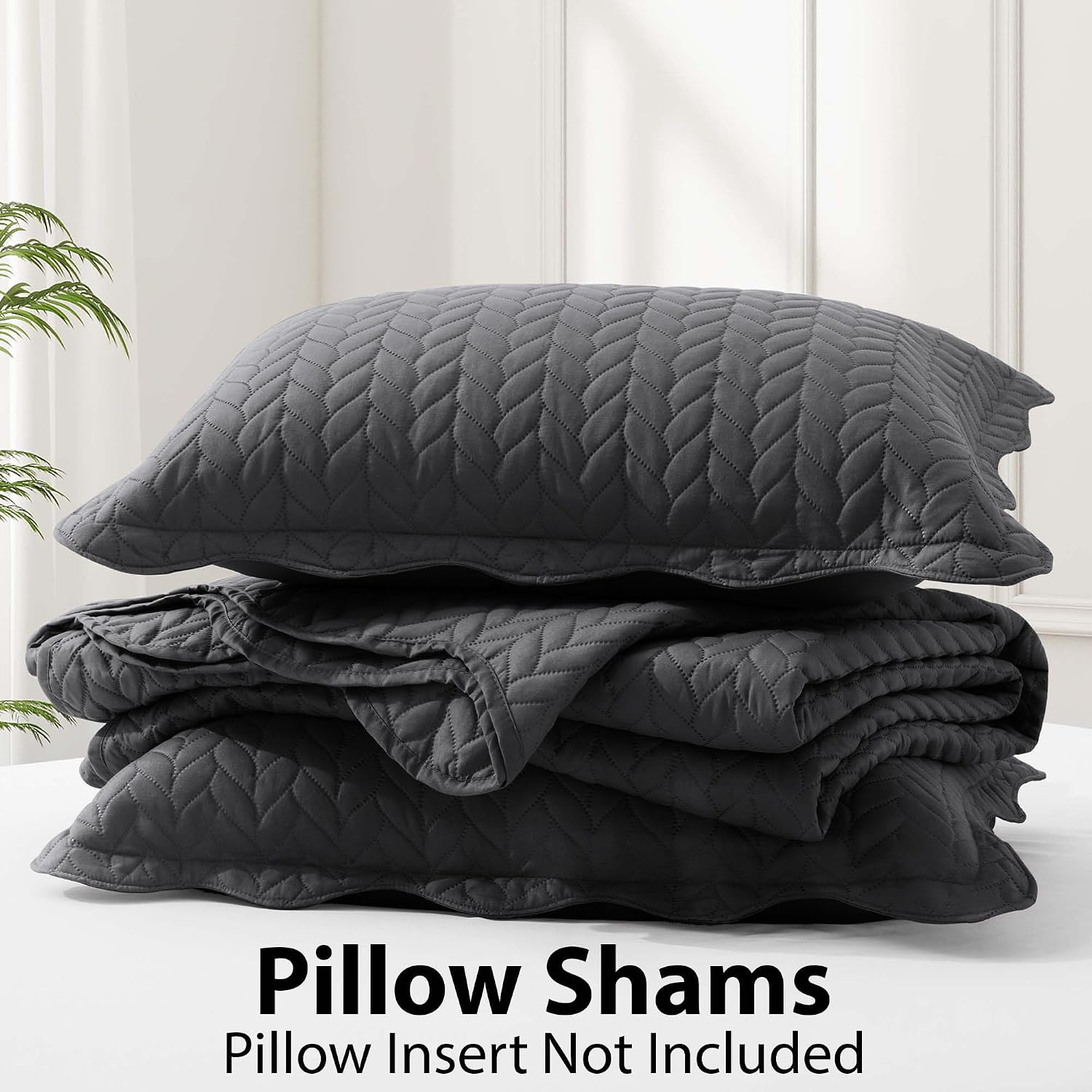 IR Imperial Rooms Queen Quilt Bedding Set (90' x 96') - Bulk Pack of 10 Wholesale for Hotels, Guest Bedroom & Airbnbs - Lightweight Microfiber Reversible Embossed Quilts Bedspreads (Charcoal)