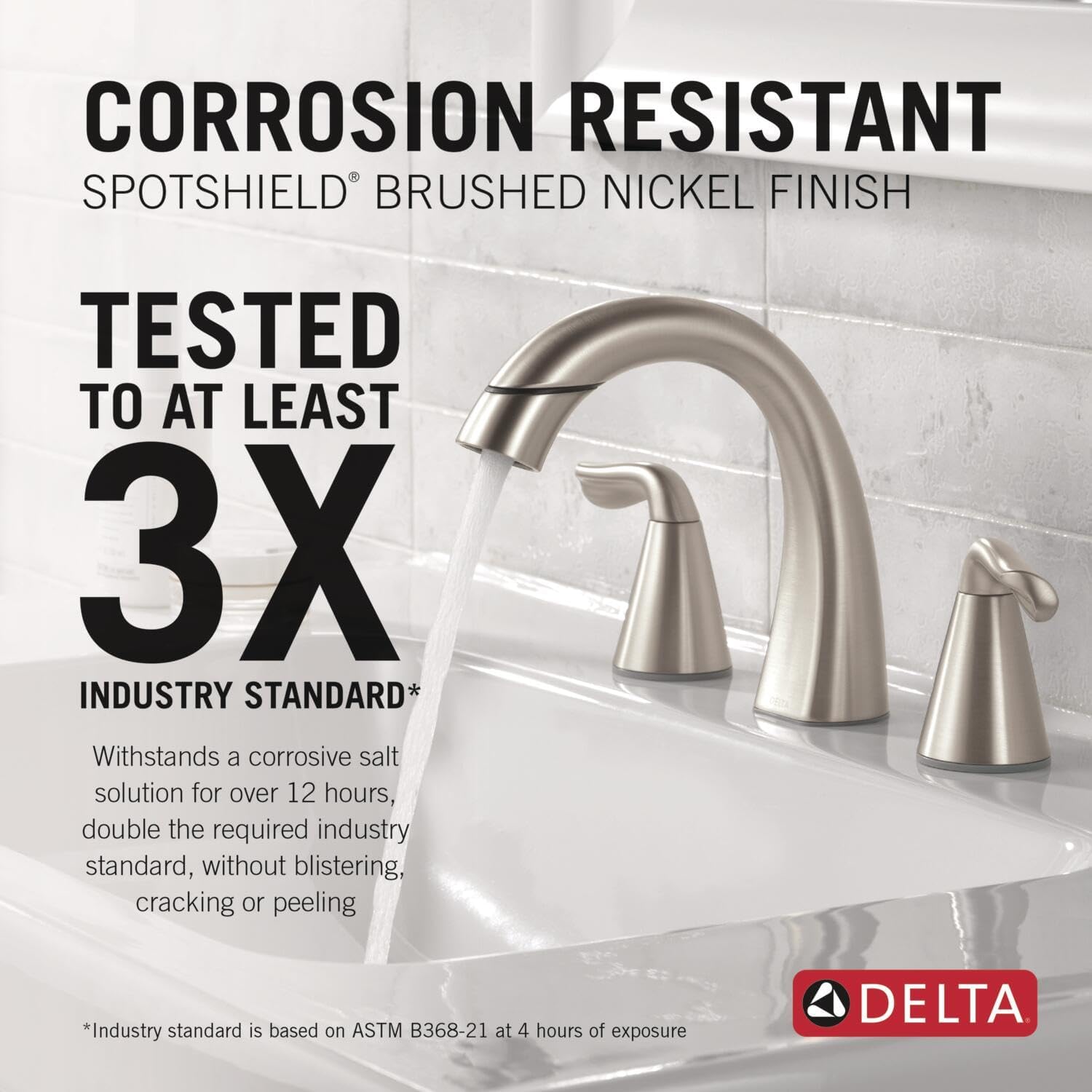 Delta Arvo Brushed Nickel Bathroom Faucet with Sprayer, 8 Inch 3 Hole Widespread Bathroom Sink Faucet with Pull Out Sprayer, Push-Pop Drain, SpotShield Stainless 35840LF-SPPD