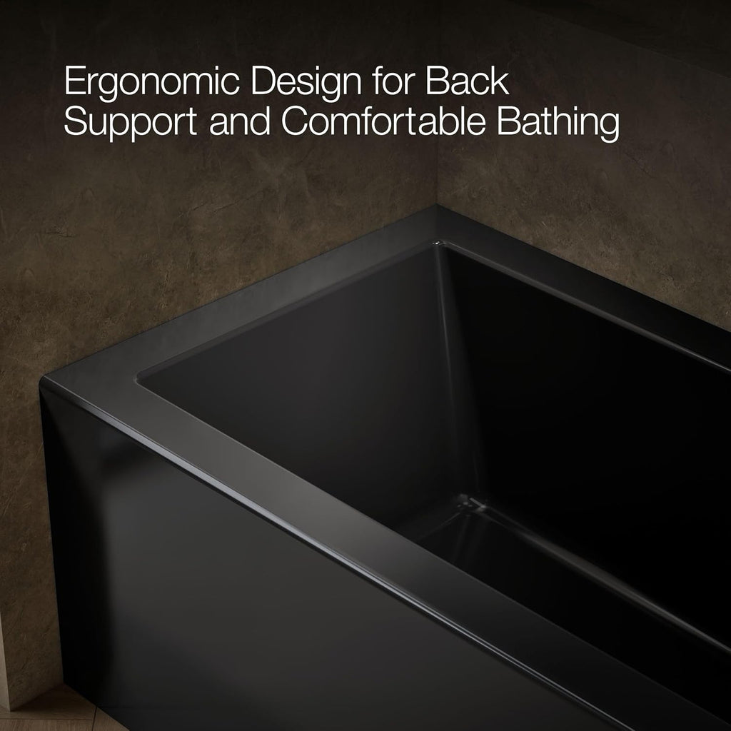 Kohler 1957-RA-7 Underscore® 60' x 32' alcove bath right drain, Black Black