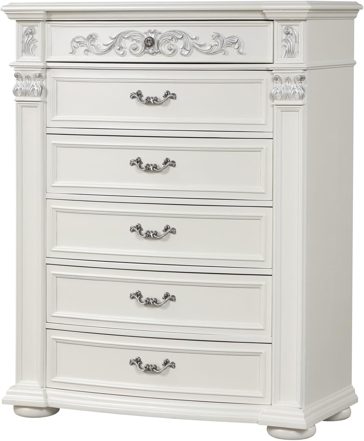 First of a Kind Platinum White Queen 5 Piece Bedroom Set