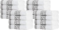 Superior Bath Towel Set, Greek/Floral Decor for Bathroom, Guest Bath, Spa, Resort, Home Essentials, Absorbent Cotton, Adults and Kids, Fast Drying Towels, Athens Collection, Grey (Pack of 16)