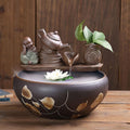 Tabletop Water Fountain, Mist Humidifier, Chinese Ceramic Desk Decor, Porcelain Indoor Feature for Living Room Office(E)