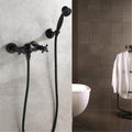 Bathtub Faucet with Shower, Bathroom Tub Taps Wall Mounted Antique Brass Bathtub Faucet with Hand Shower Set Handheld Tub Shower Faucet System Mixer Set, Black