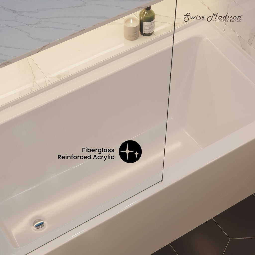 Voltaire 60' x 30' Left Drain Skirted Soaking Bathtub with Apron ADA Height in Glossy White