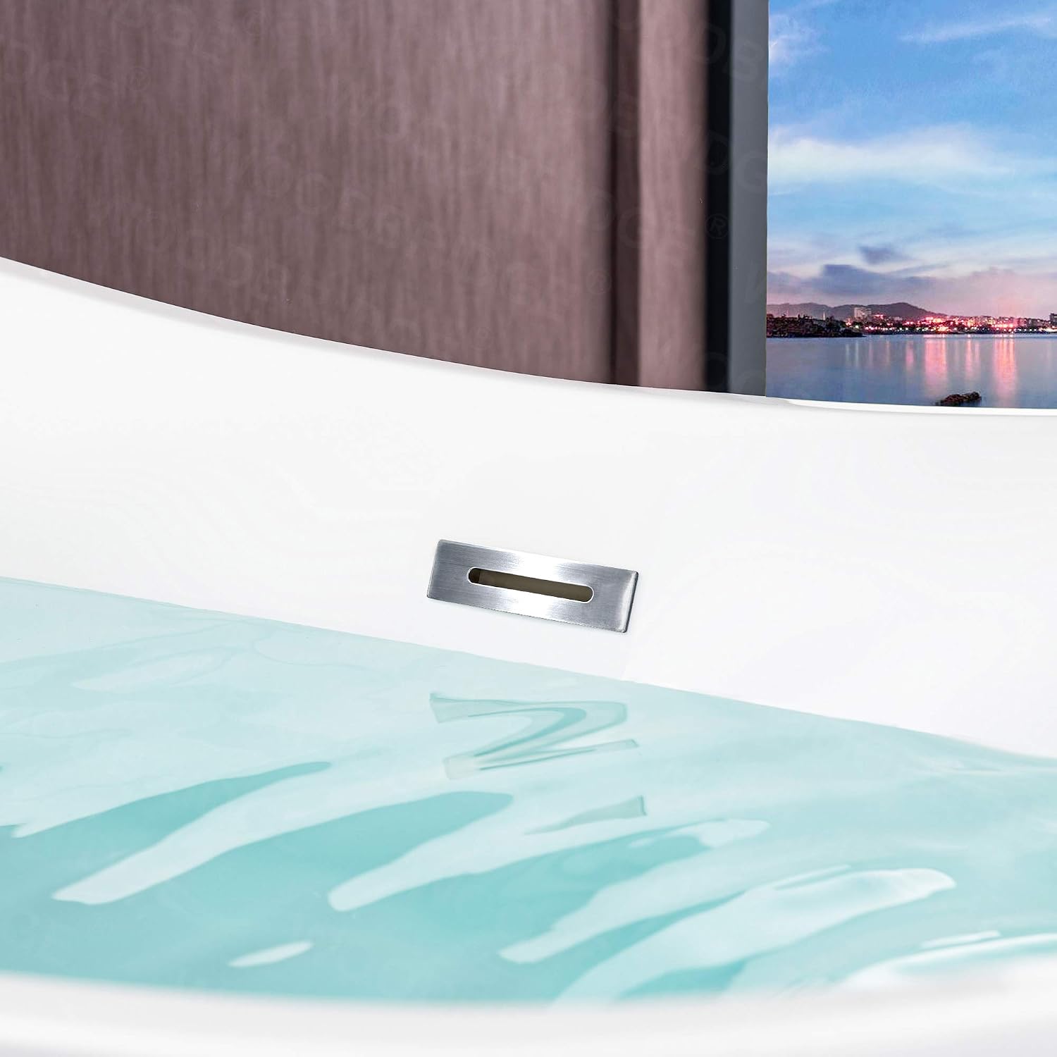 WOODBRIDGE 67' Acrylic Freestanding Bathtub Contemporary Soaking Tub, White Acrylic(Chrome Drain/Overflow),B0010-C