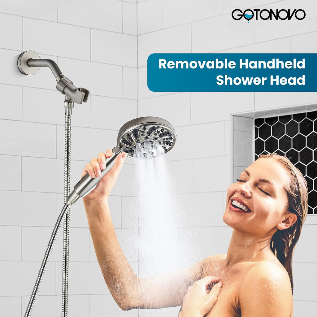 gotonovo 3 Hole 2 Handles Lavatory Basin Bathroom Sink Faucet with Single-Handle Shower Faucet Set Shower Kit with Valve Shower Head and Handle Set Shower Trim Kit